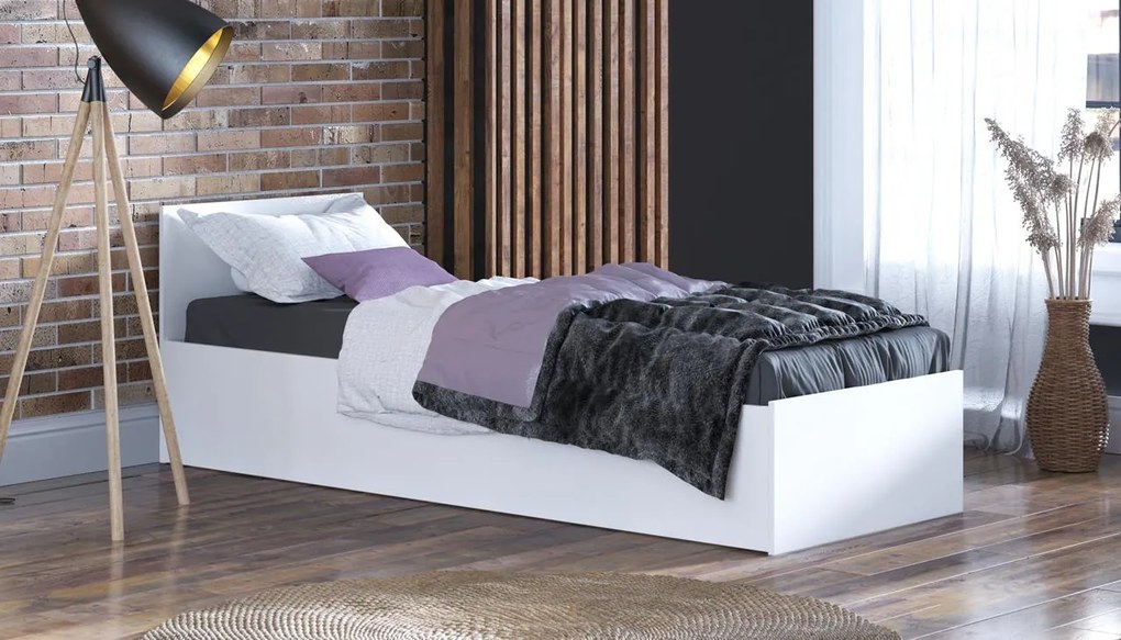 Posteľ 90x200 cm s matracom a úložným priestorom SPART1 Bílá