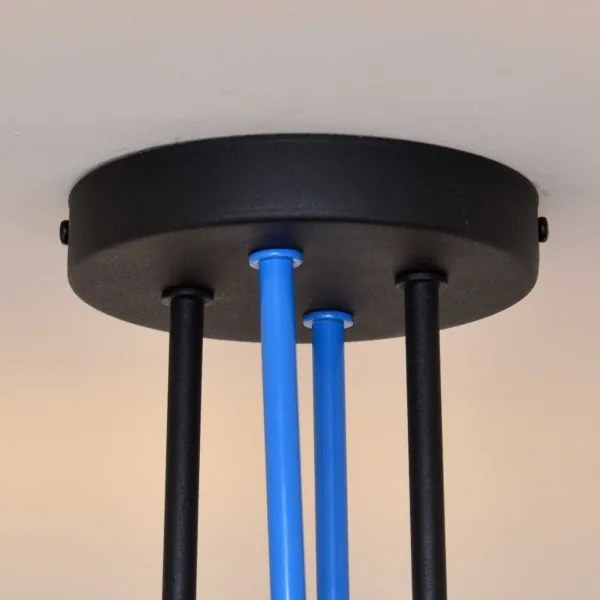 Prisadený luster OXFORD 4xE27/15W/230V čierna/modrá