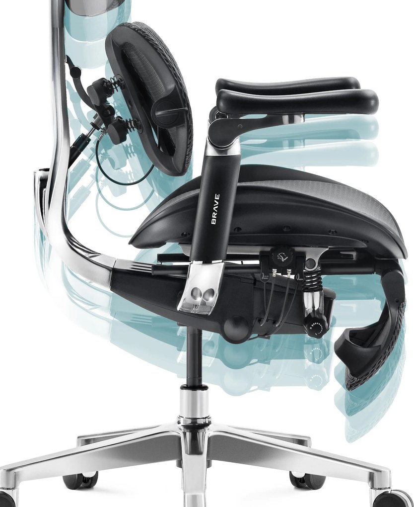 Ergonomická kancelárska stolička s podnožkou Premium Normal Size, čierna: Diablo V-Kinetic