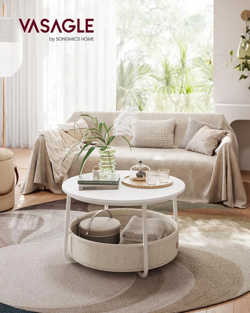 Konferenčný stolík Vasagle Moris 02 75 cm biely/béžový