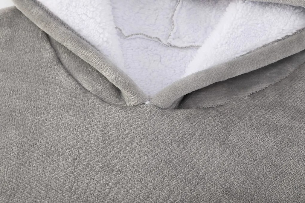 Deka s rukávmi HOODIE sivá