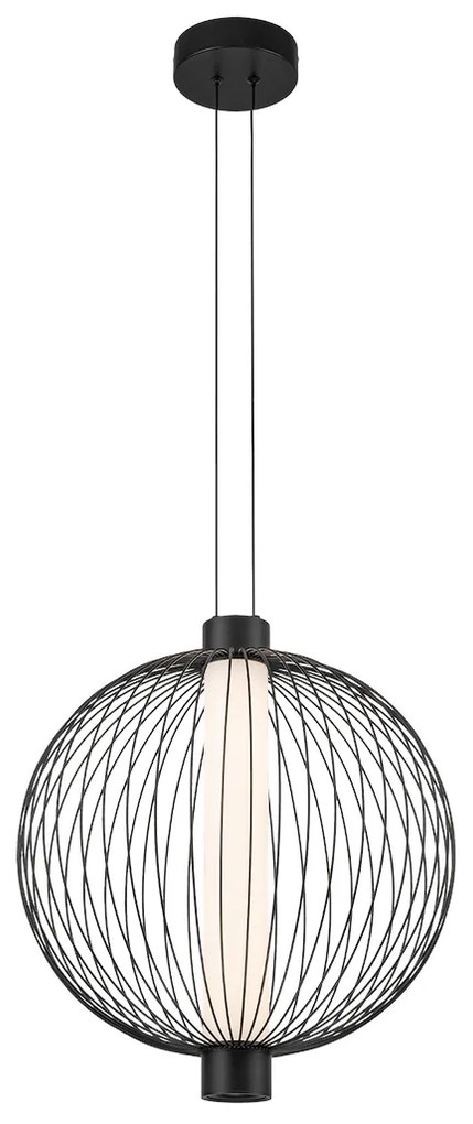 Závesné svietidlo Kyoto, 1x čierne drôtené tienidlo, (fi 43cm), b