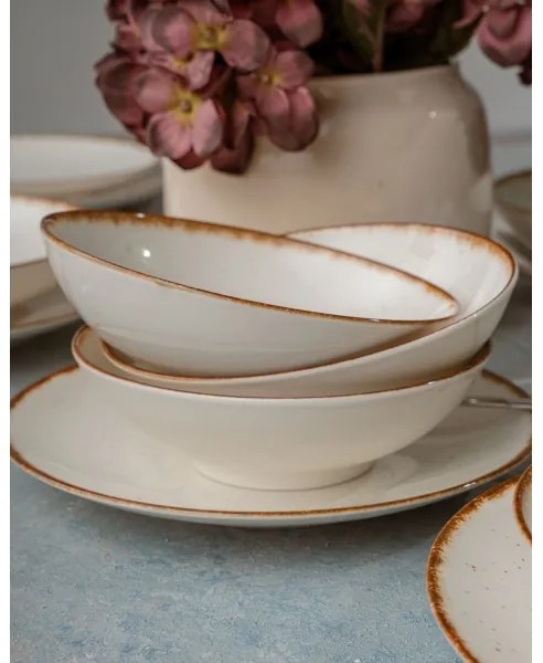 Jedálenská sada 24 ks béžová/hnedá/porcelán