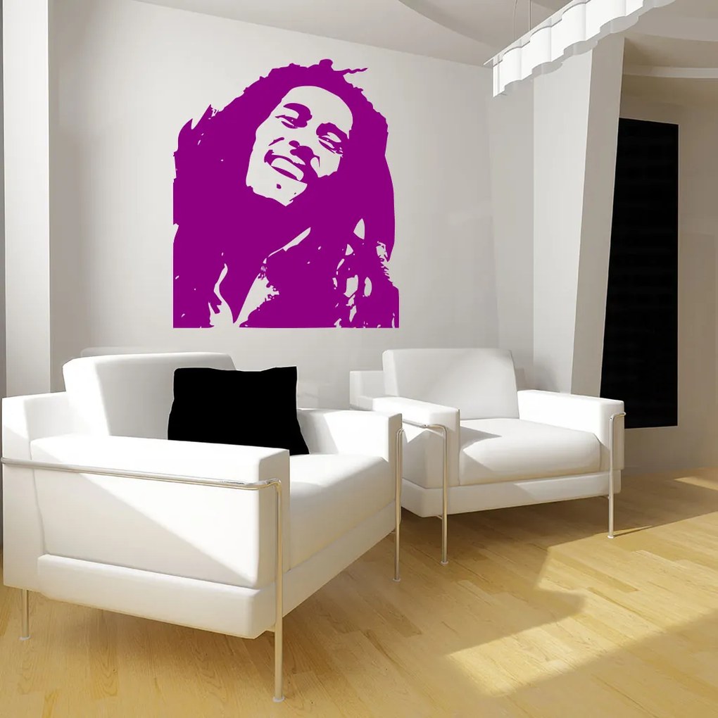 Veselá Stena Samolepka Portrét Bob Marley Farba: oranžová, Veľkosť: 100 x 84 cm