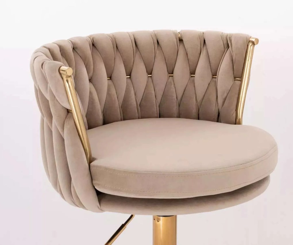 LuxuryForm DESIGN Stolička LYON VELUR na zlatom kríži - latte
