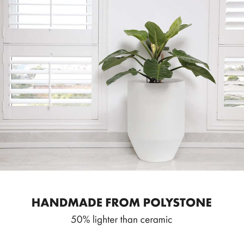 Fox & Fern Almere Kvetináč Polystone Ideálny pre rastliny, ručne vyrobený, okrúhly