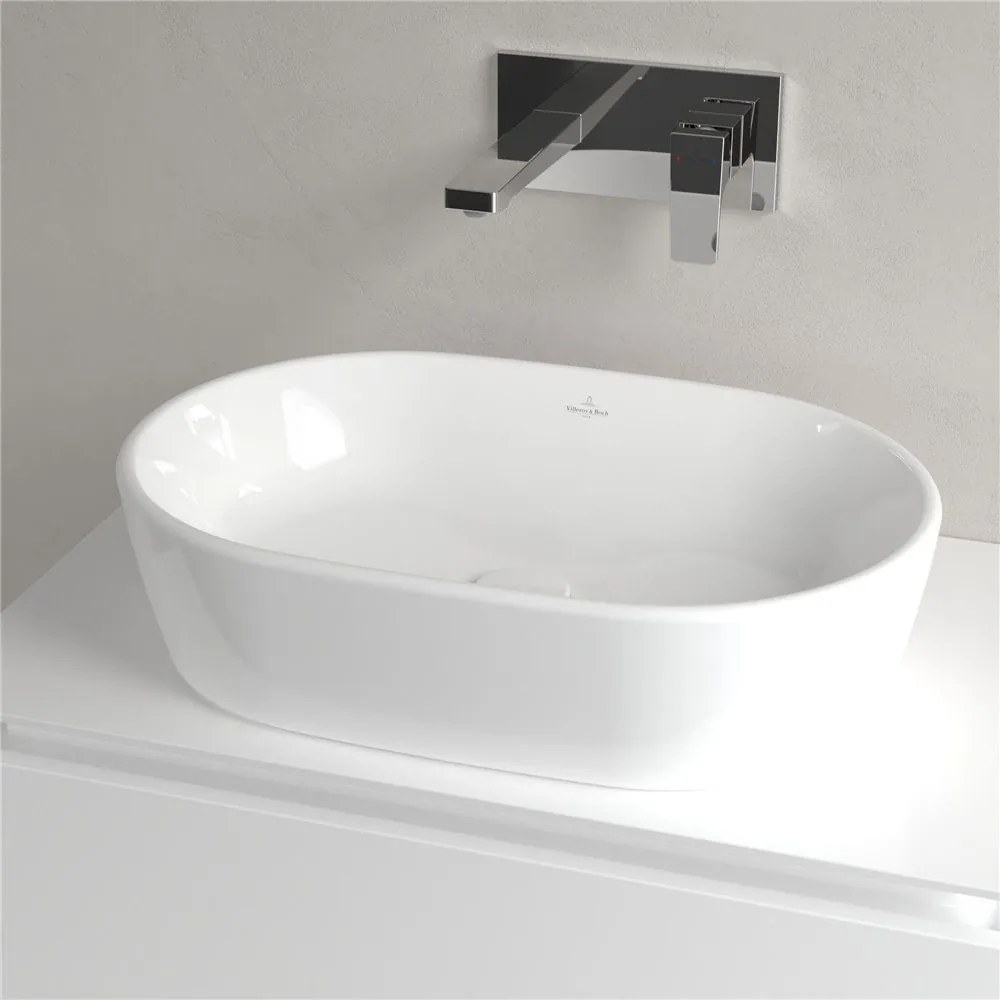 VILLEROY &amp; BOCH Architectura oválne umývadlo na dosku bez otvoru, s prepadom, 600 x 400 mm, biela alpská, s povrchom CeramicPlus, 5A2660R1