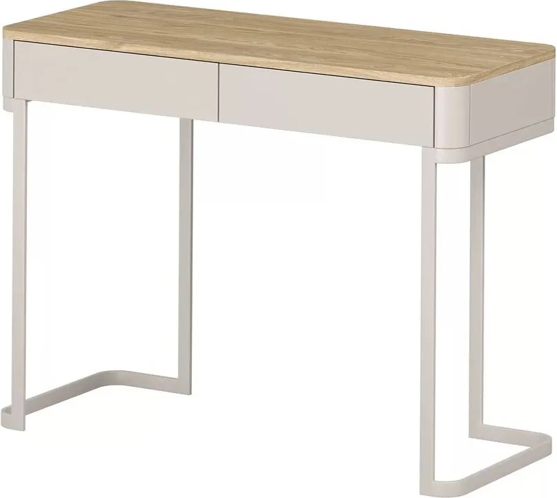 Toaletný stolík Elivo 110 cm so zásuvkami na ráme - kašmír / olejovaný dub