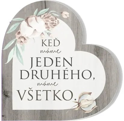 Ceduľka z dreva srdce stojace NEO 15,5x1,8x15,5 cm