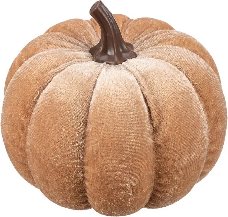 Béžová dekoračná zamatová tekvica Pumpkin Velvet - Ø 6 cm