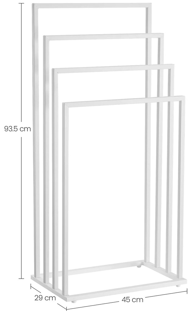 Stojan na uteráky LINESTRO kovový so 4 ramenami 93x45cm, biely