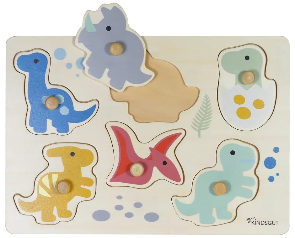 Drevené vkladacie puzzle (počet dielikov 6) Dinosaurs – Kindsgut