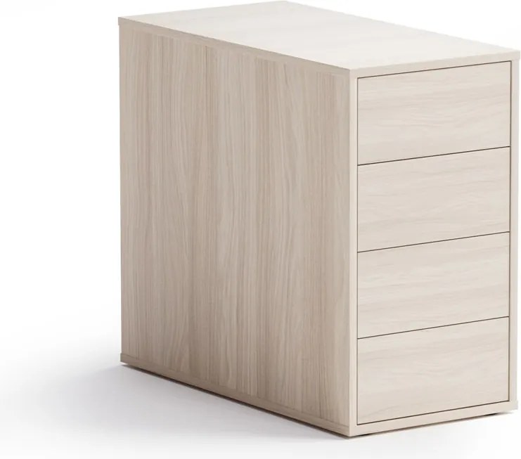 Kancelársky prístavný kontajner BLOCK, 400 x 800 x 710 mm, 4 zásuvky, dub prírodný