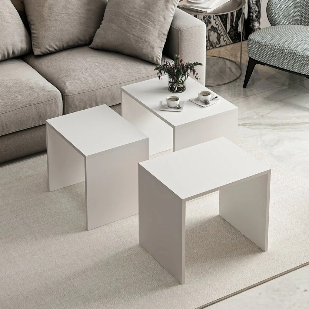 Odkladací stolík Alya White, 3 ks