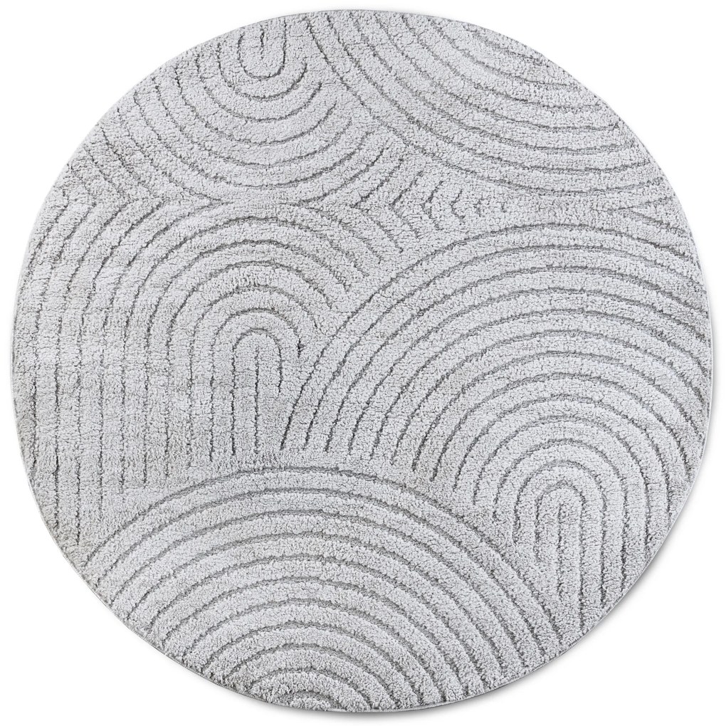 Kusový koberec New York 106205 Light Grey kruh, 160x160 (priemer) kruh, šedá, obývacia izba, ELLE Decoration