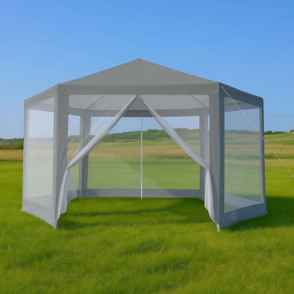 Záhradný pavilónový altánok, 2x2x2 m s moskytiérou, sivý, MultiGarden