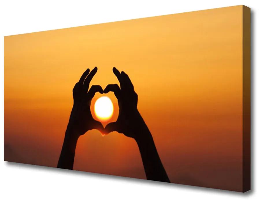 Obraz Canvas Ruky srdce slnko láska 120x60 cm