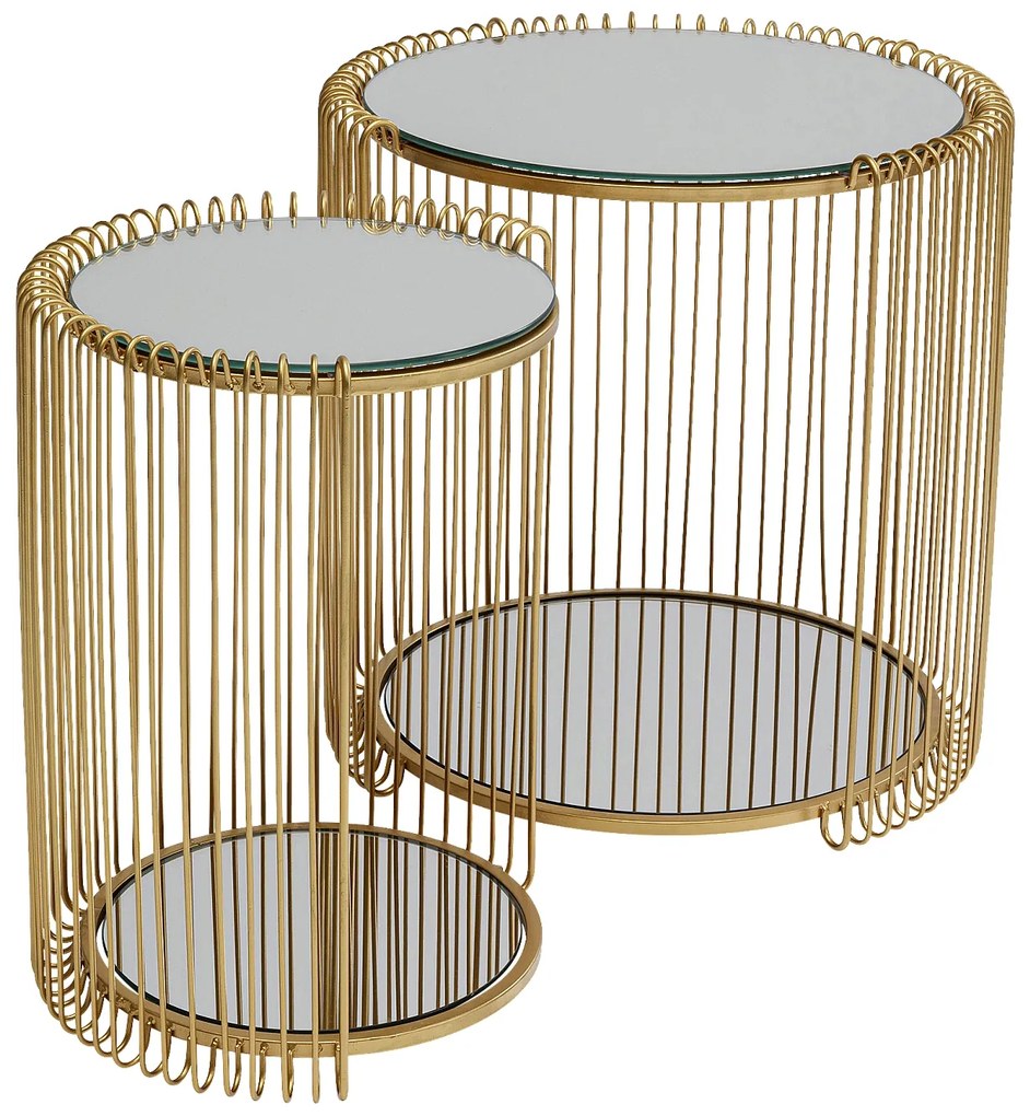 Wire Double set príručných stolíkov mosadzný