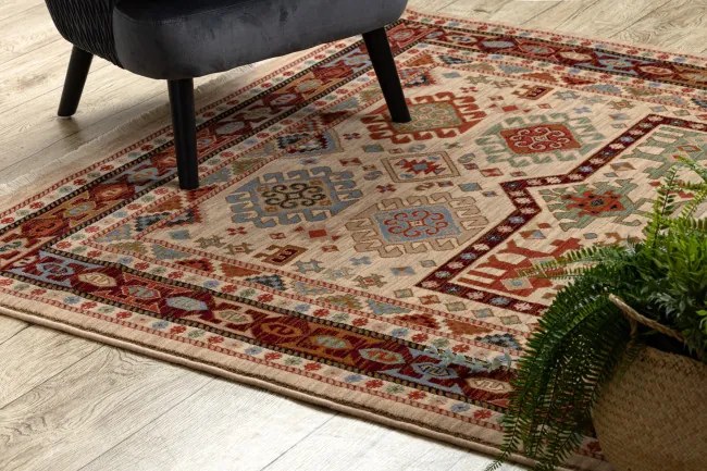 Koberec KESHAN, strapce 6668/53555 béžový / bordový