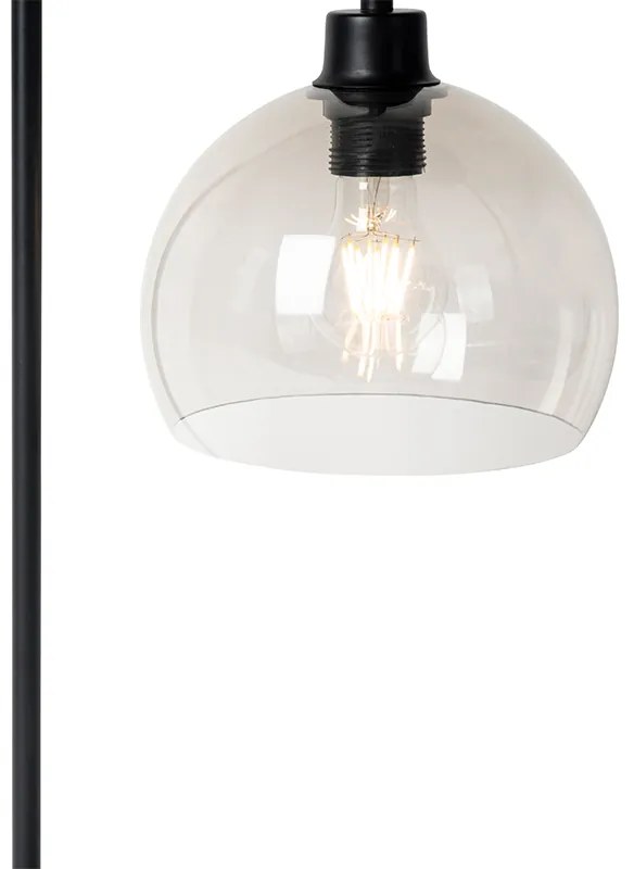 Moderná stolová lampa čierna s dymovým tienidlom - Maly