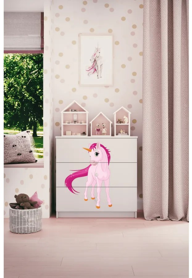Komoda Babydreams 80 cm jednorožec biela