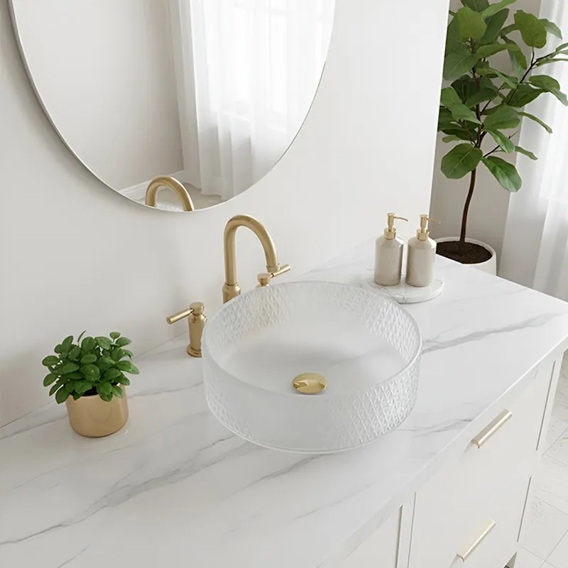 BPS-koupelny Sklenené umývadlo na dosku HYD-BRT1-WH-360 36x12 cm, matné
