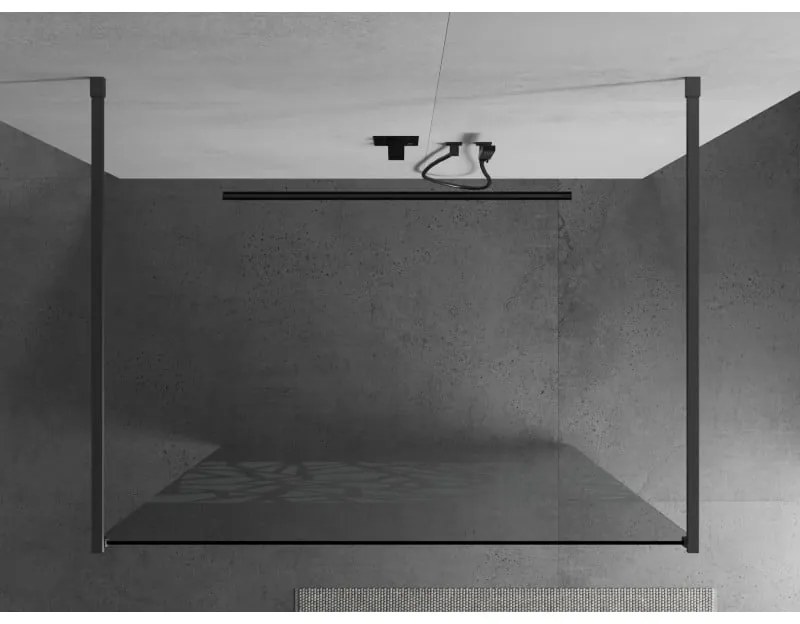 Mexen Kioto, sprchová zástena Walk-In 100 x 200 cm, 8mm číre sklo biely vzor, grafitový profil, 800-100-002-95-85