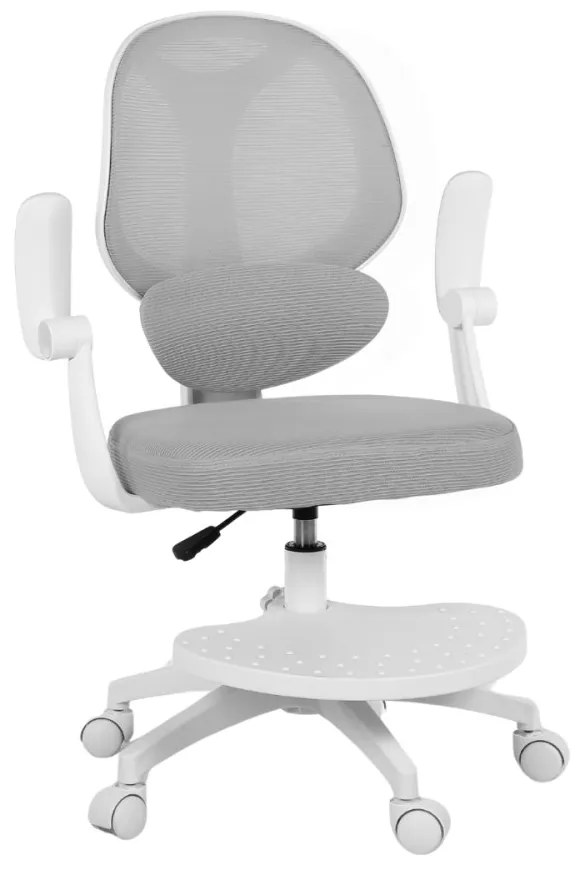 Detská otočná stolička Neoseat JUNI 009 s podnožou — látka, sivá