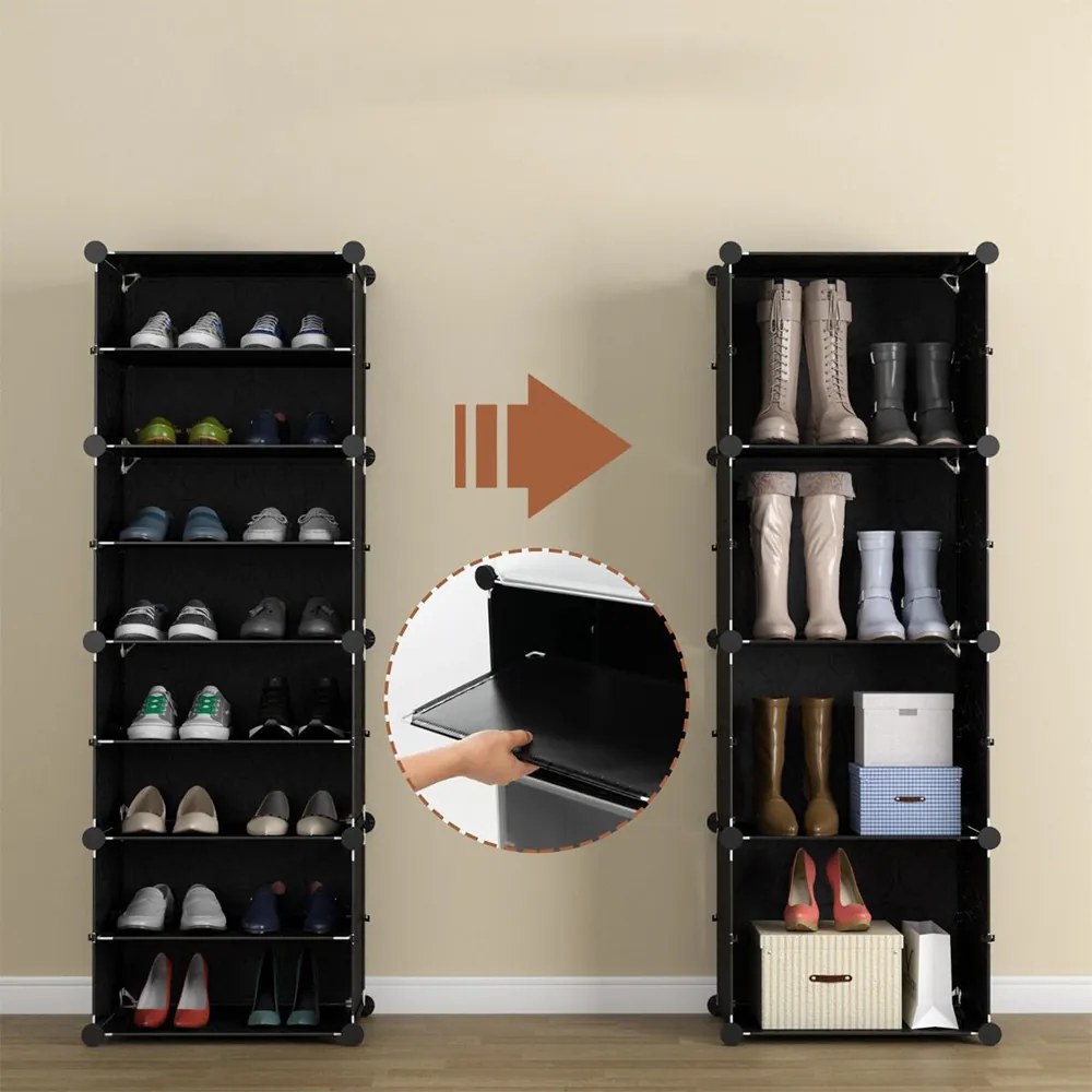 Organizér na topánky z plastu s 12 priehradkami a bočnými háčikmi