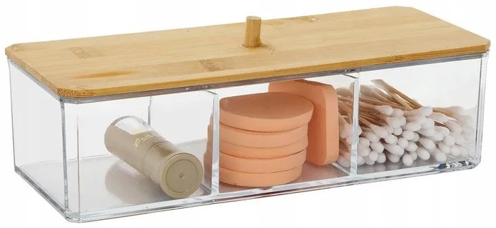 Úložný box s bambusovým vekom, 3 priehradky, WHITNEY