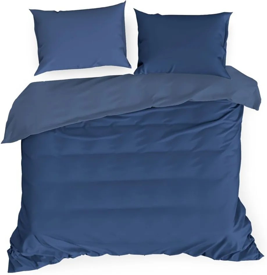 Jednofarebné obojstranné posteľné obliečky modrej farby