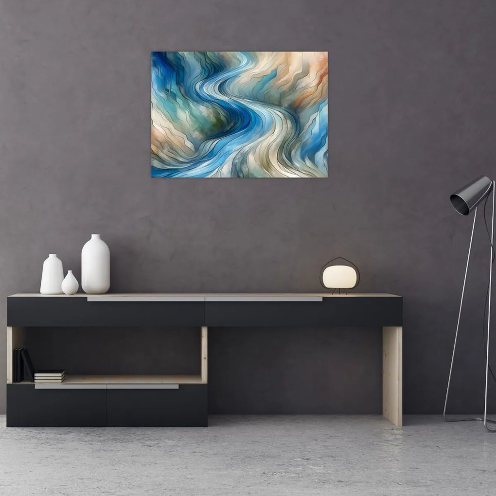 Sklenený obraz - Abstraktný prúd (70x50 cm)