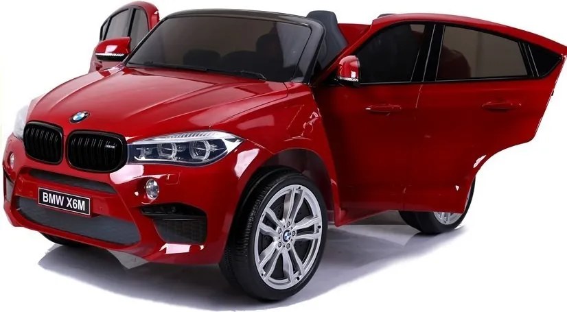 LEAN CARS Elektrické autíčko BMW X6M pre deti červené lakované LED MP3