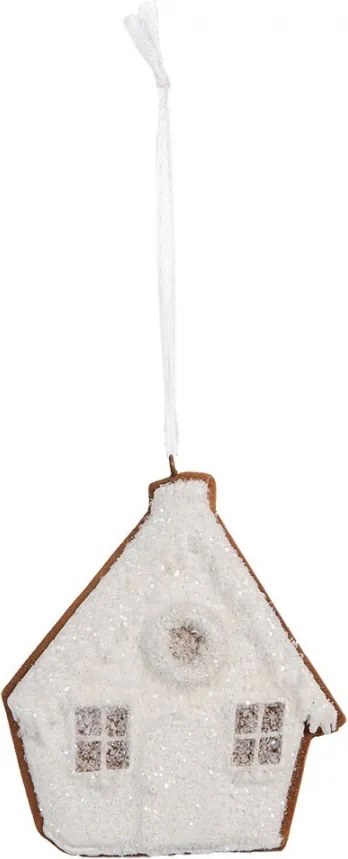 Závesná dekorácia zasnežená perníková chalúpka Frosted Ginger - 9*1*10 cm
