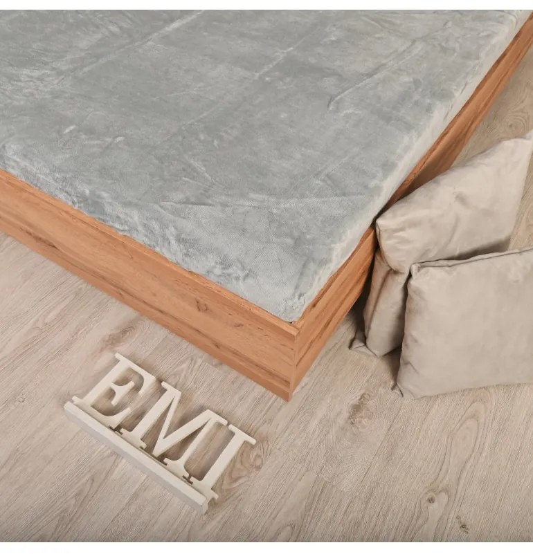 Plachta posteľná z mikroplyšu sivá EMI, Plachta 180x200