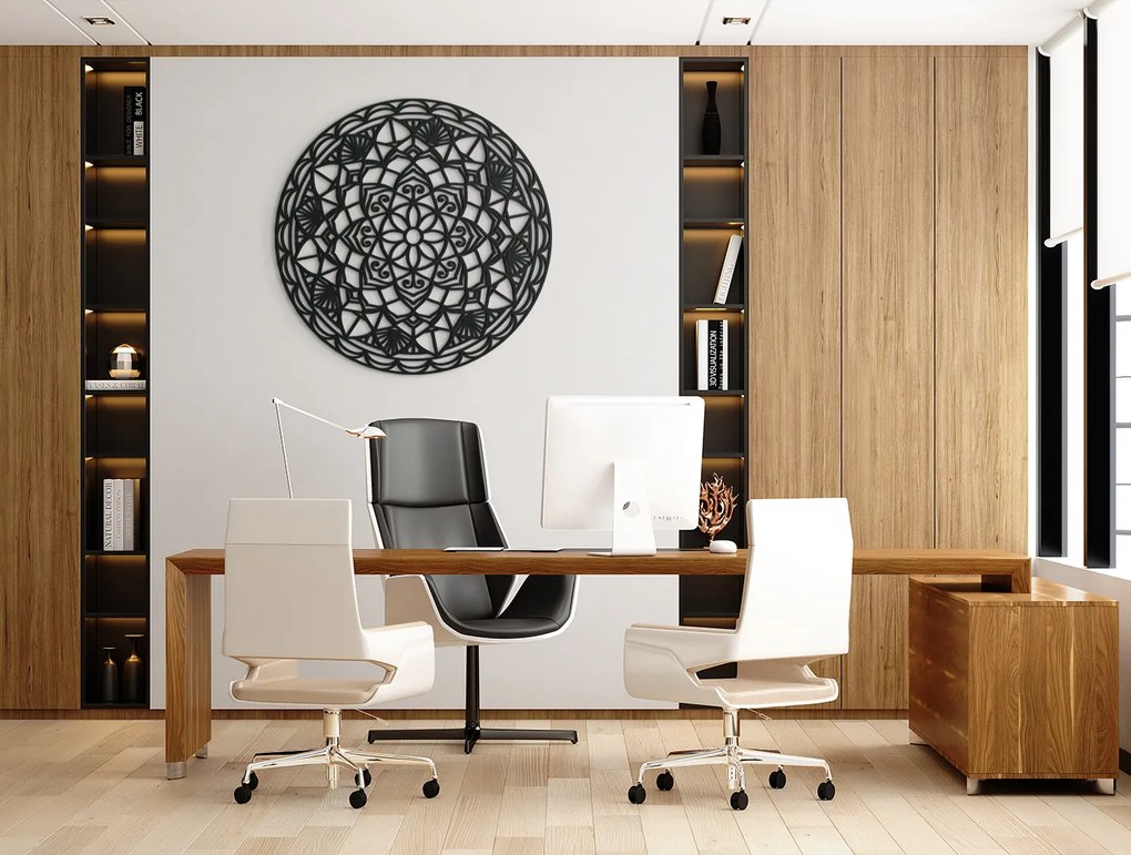 drevko Drevená mandala Kruh Rozmer obrazu: 44,5 x 44,5 cm, Farba dekorácie: Čierna