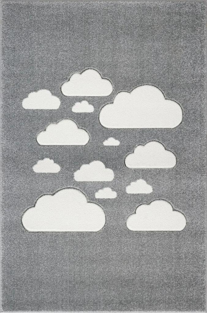 MAXMAX Detský koberec mrakom striebornošedý / biely 120x170 cm šedá