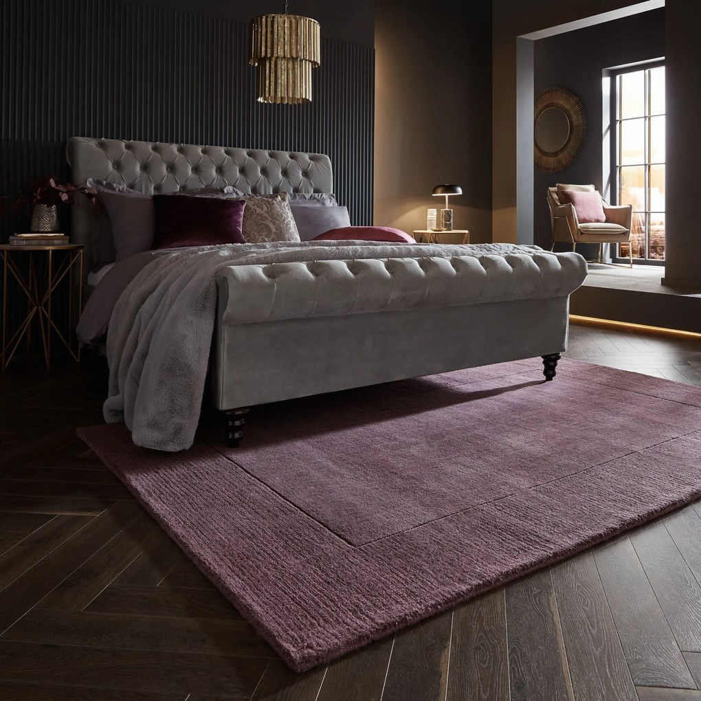 Flair Rugs koberce Kusový ručne tkaný koberec Tuscany Textured Wool Border Purple - 120x170 cm