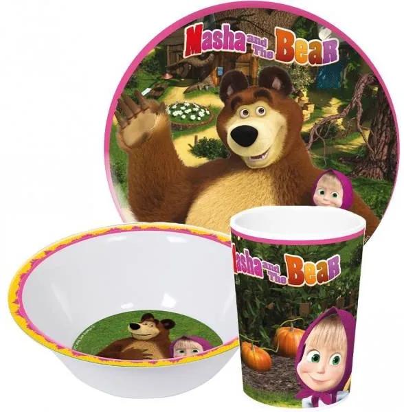 Javoli Detská jedálenská súprava Disney Máša a Medveď 3-dielna
