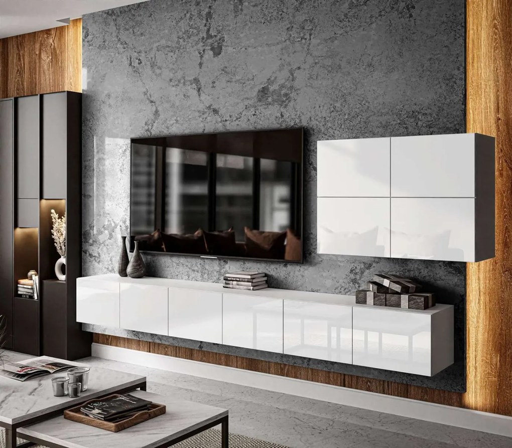 OBÝVACIA STENA ELEGANTE III BIELY LESK LED