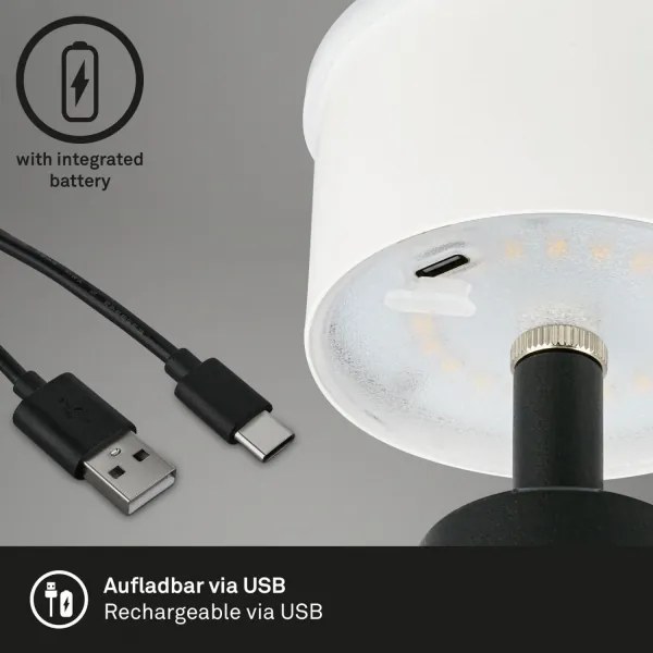 Brilo - LED Stmievateľná nabíjacia vonkajšia stolná lampa LED/3,5W/5V IP44 čierna