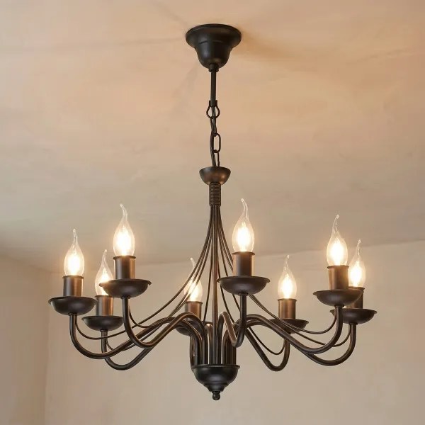 Luster na reťazi ANTON 8xE14/60W/230V čierny