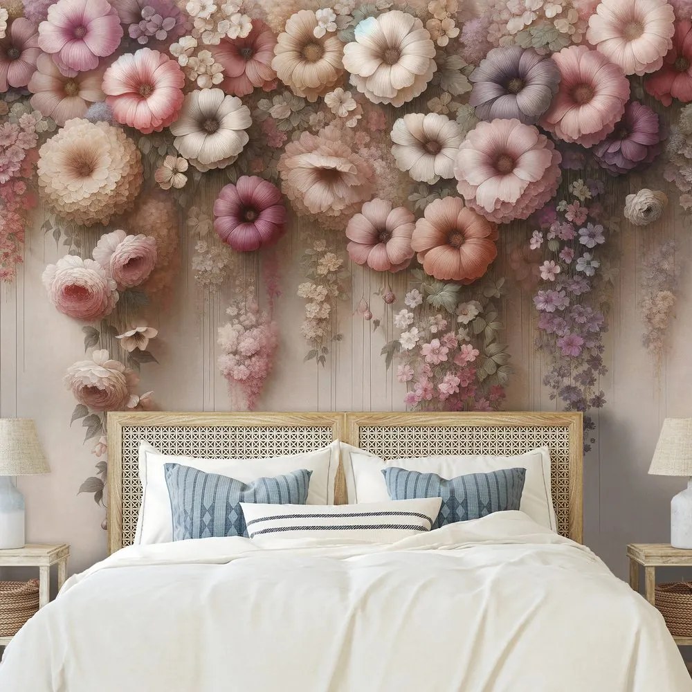 Samolepiaca tapeta pastelové visiace kvety