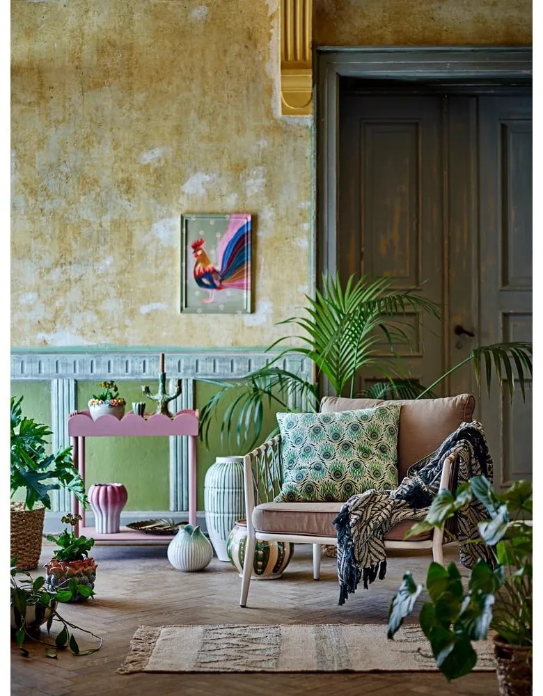 Zelená/béžová deka z recyklovanej bavlny 130x160 cm Ugento – Bloomingville