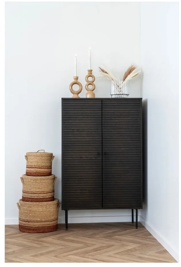 Tmavohnedá skrinka v dekore duba 80x130 cm Kyoto – House Nordic