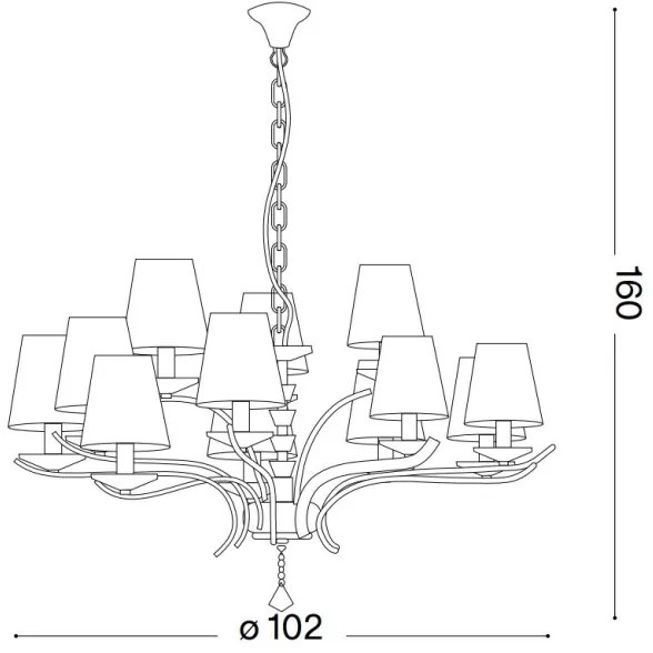 Ideal Lux - Luster na reťazi PEGASO 12xE14/28W/230V pr. 102 cm zlatá