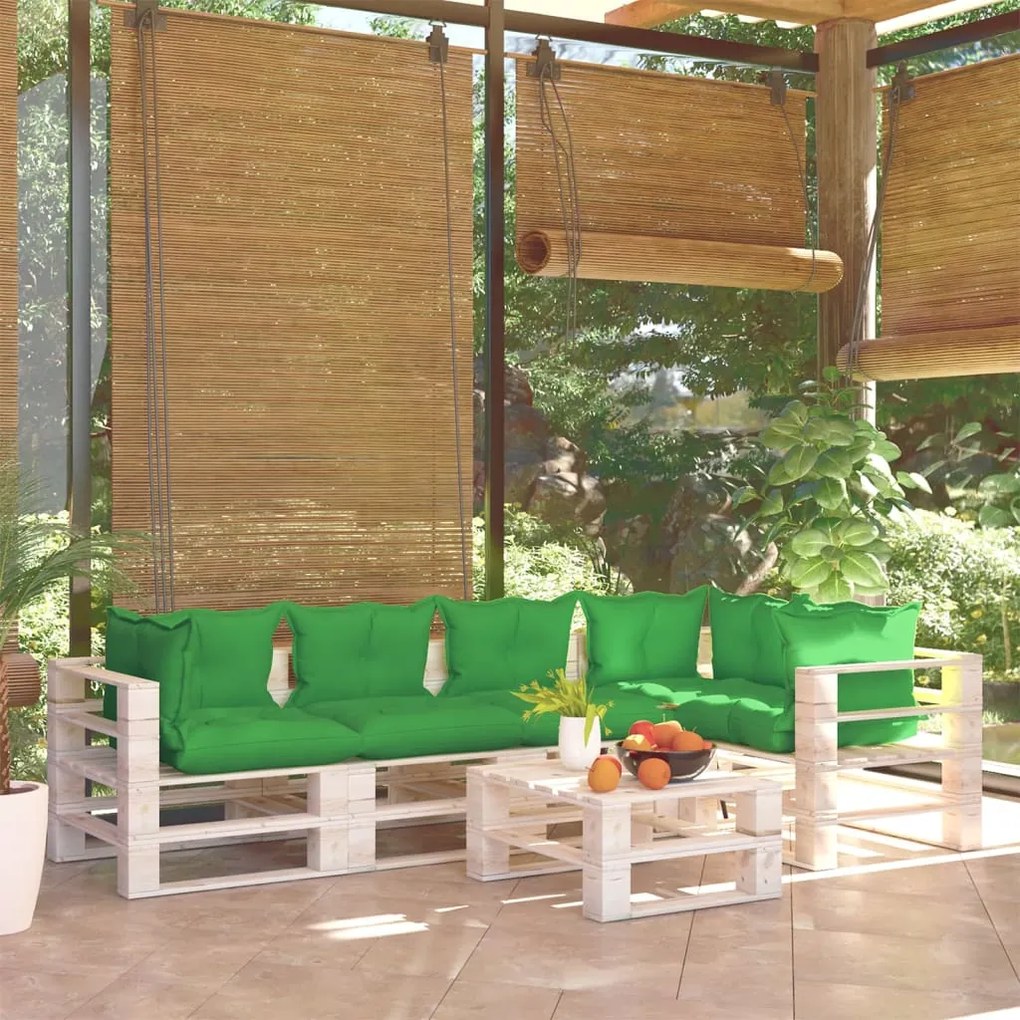 vidaXL 6-dielna záhradná súprava z paliet+podložky, borovicové drevo