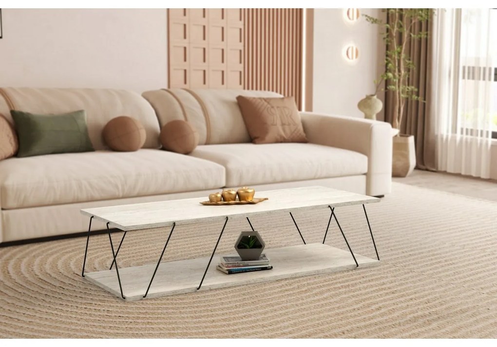 Konferenčný stolík Labranda Travertine and Black