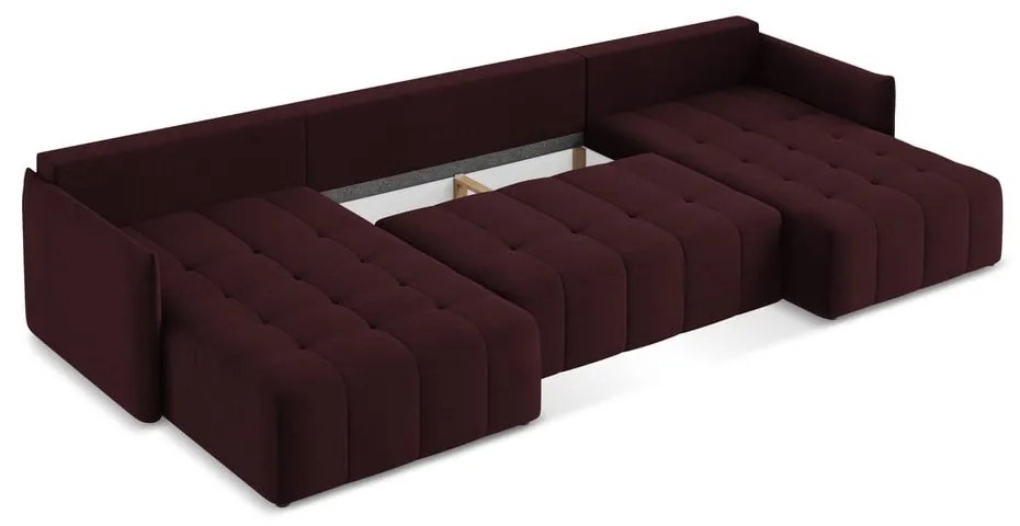 Vínovočervená rozkladacia/s úložným priestorom rohová pohovka (do tvaru "U") Moku – Makamii