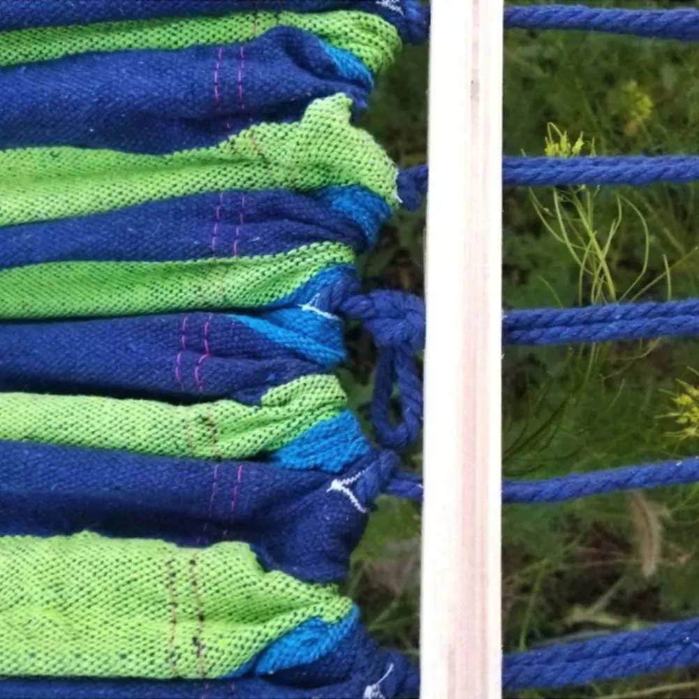 Bluegarden, závesná hojdacia sieť s drevenou oporou pre 2 osoby 150x210cm Hammock 400257A, modrá, OGR-09017